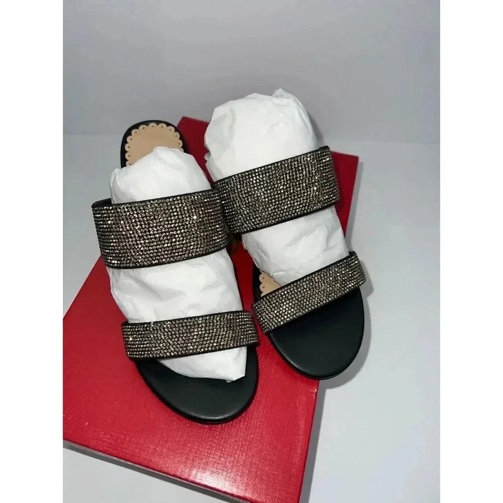 Zigi Soho ceeley black sandal heels rhinestone jeweled slides size 6.5
